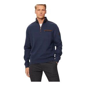 Bugatti Regular Fit Quarter Zip Pullover Sweatshirt in Navy Casual Men's…